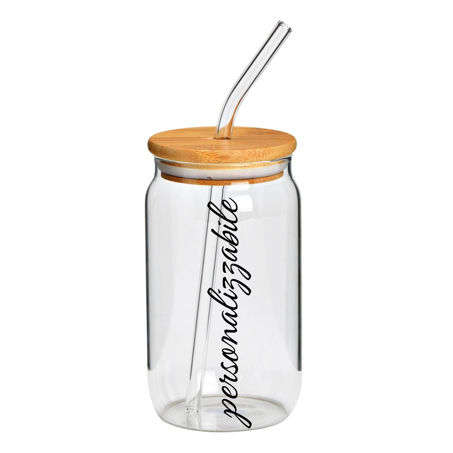 Bicchiere in Vetro con Cannuccia PERSONALIZZABILE