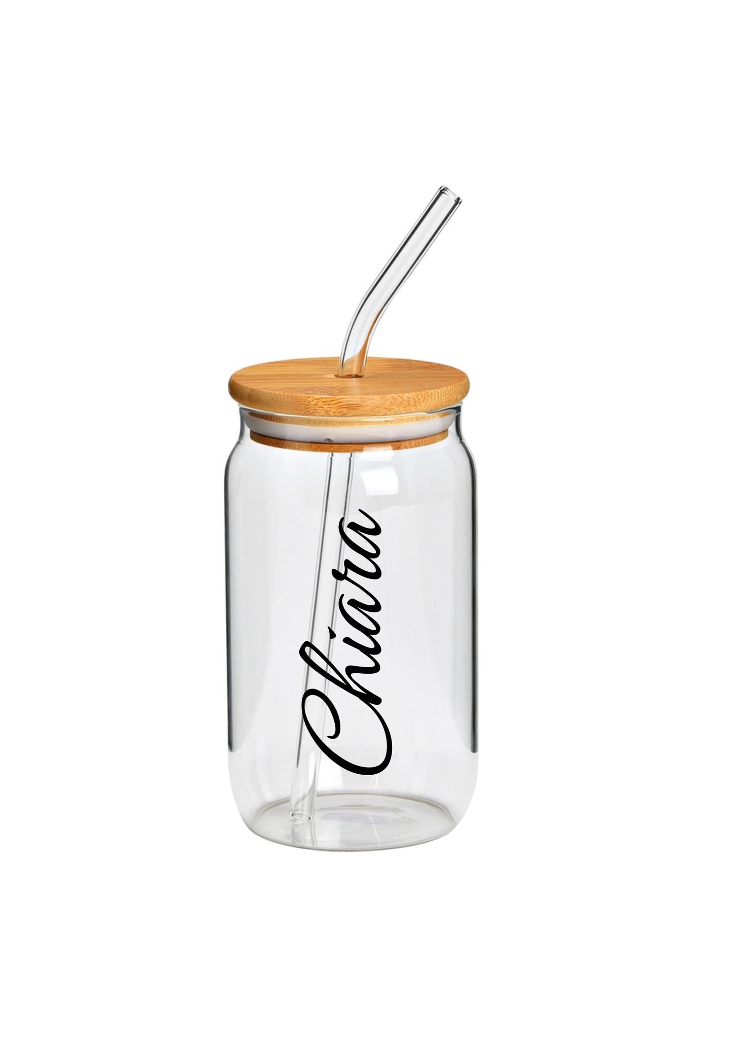 Bicchiere in Vetro con Cannuccia PERSONALIZZABILE