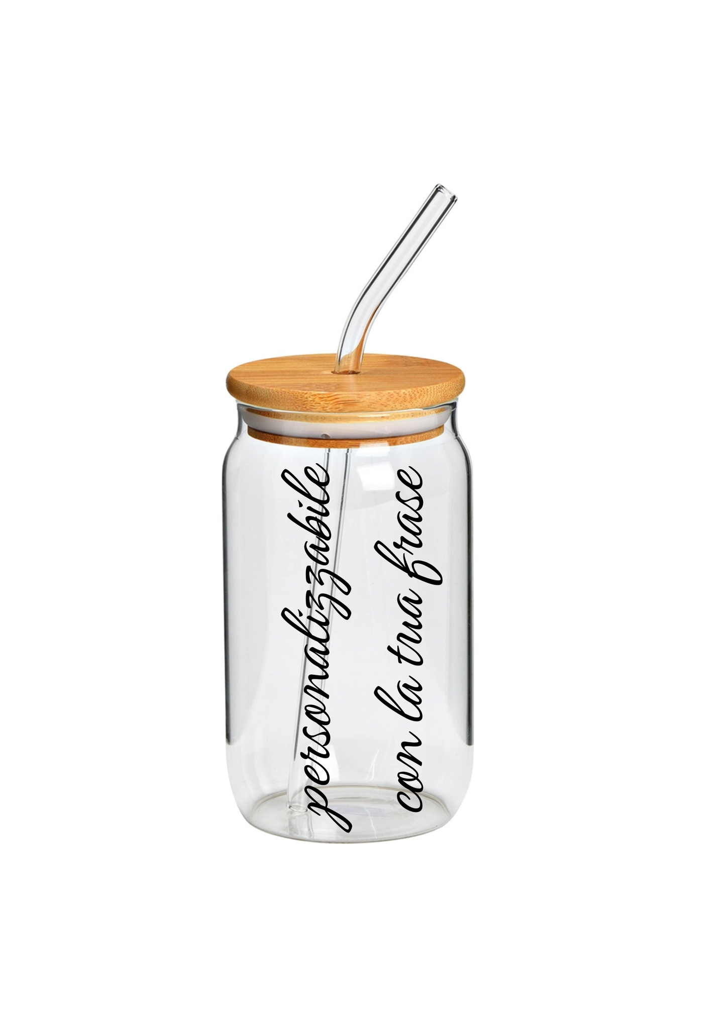 Bicchiere in Vetro con Cannuccia PERSONALIZZABILE